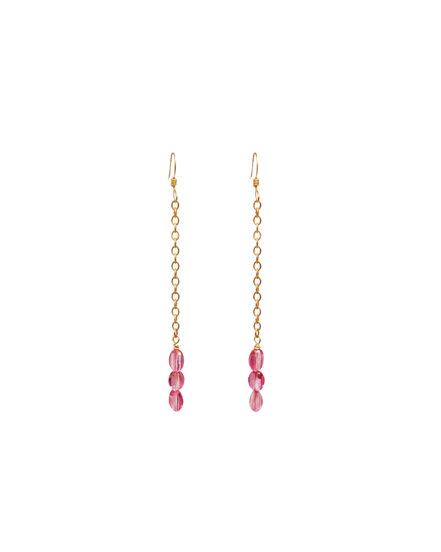 14-Karat Gold-Filled Chain & Pink CZ Drop Earrings