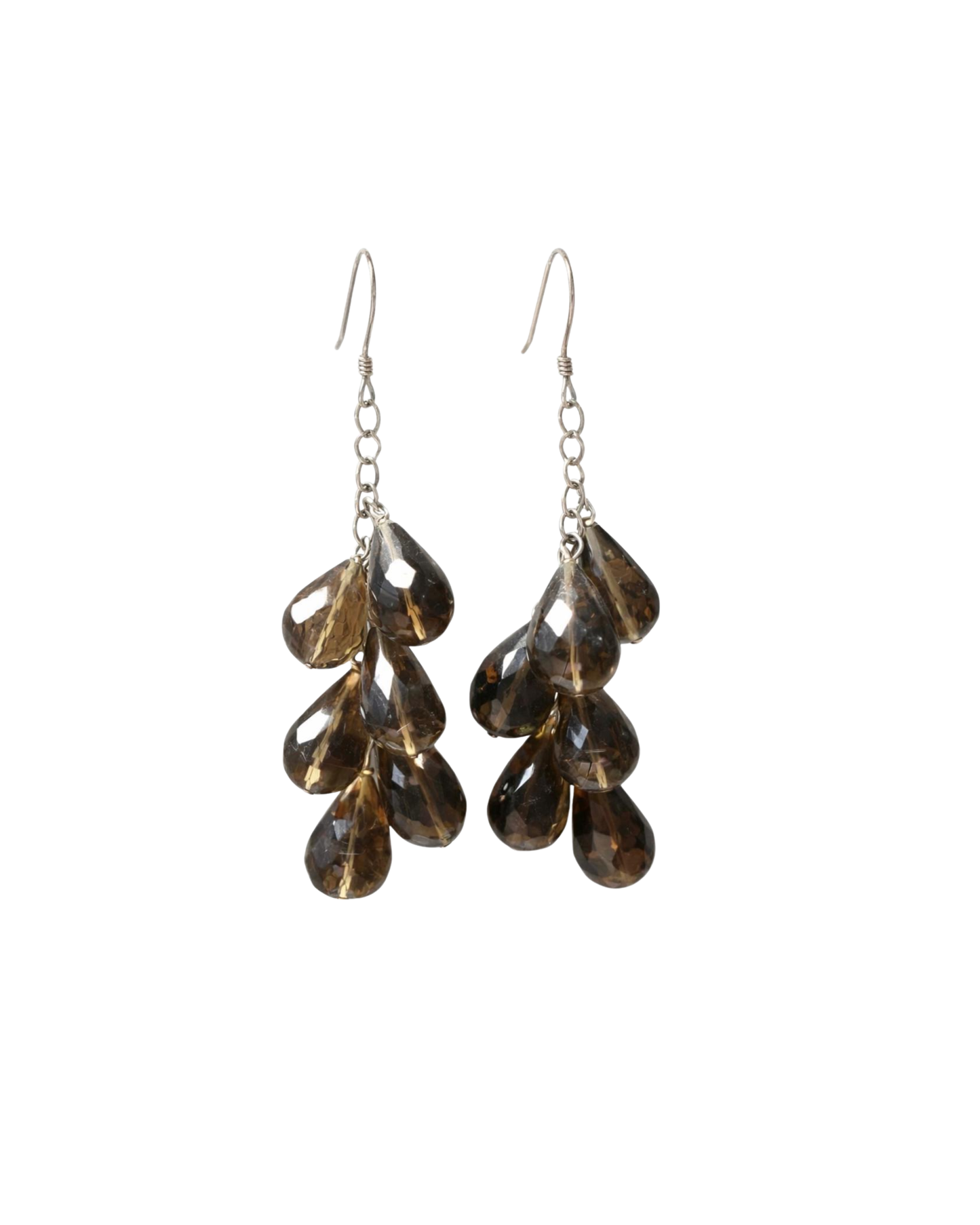 Sterling Silver Wire-Wrapped Smokey Topaz Statement Earrings