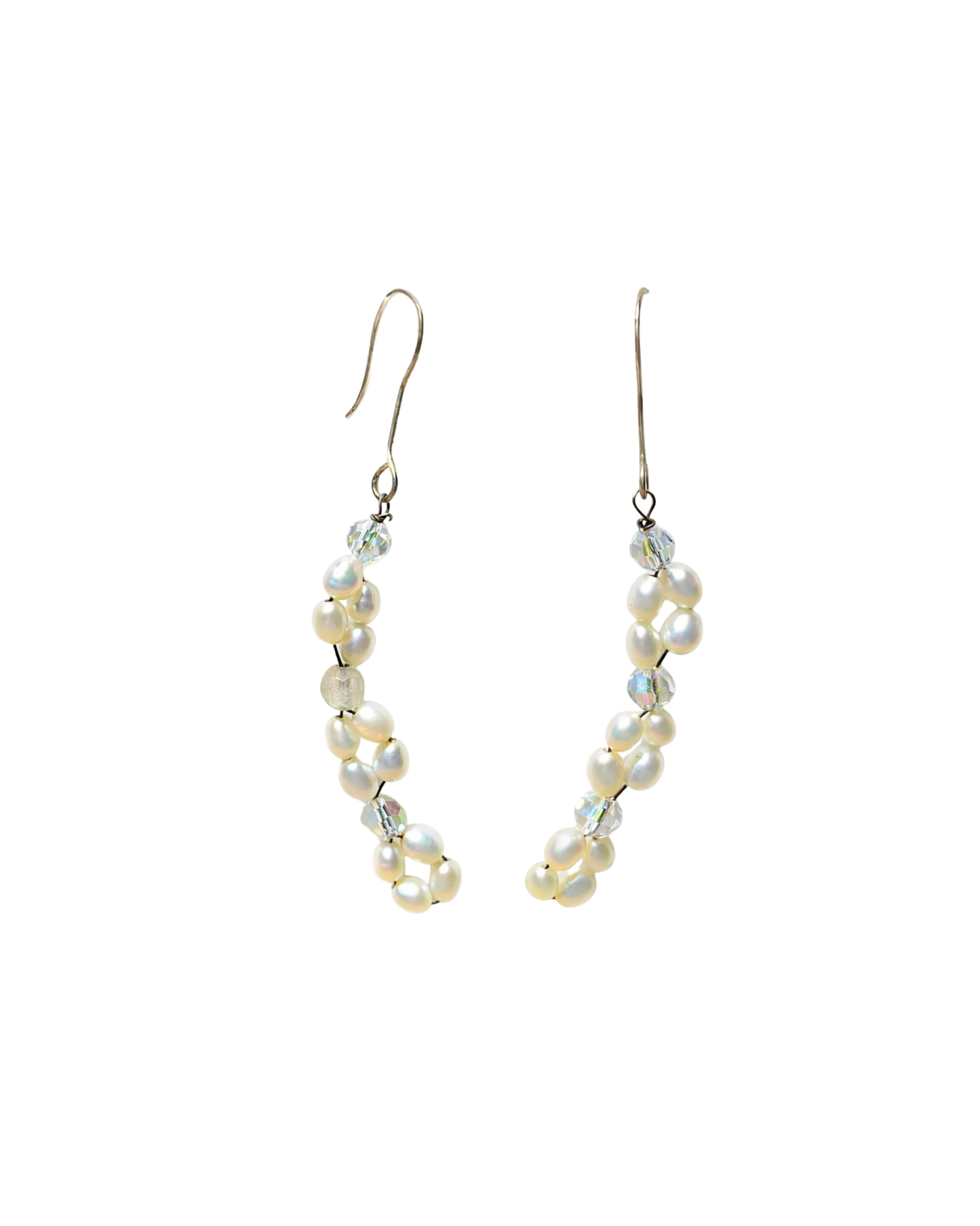 Sterling Silver Swarovski Crystal & Freshwater Pearl Drop Earrings