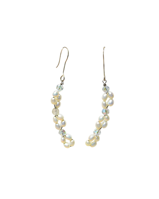 Sterling Silver Swarovski Crystal & Freshwater Pearl Drop Earrings