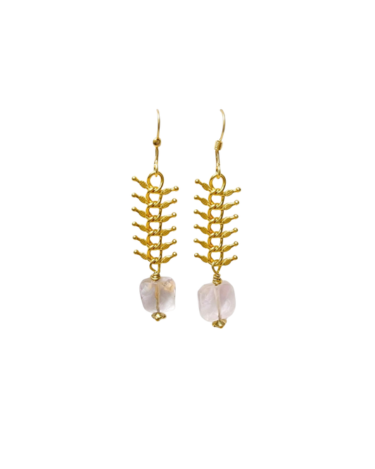 Gold Plated Chain & Amethyst Drop Earrings