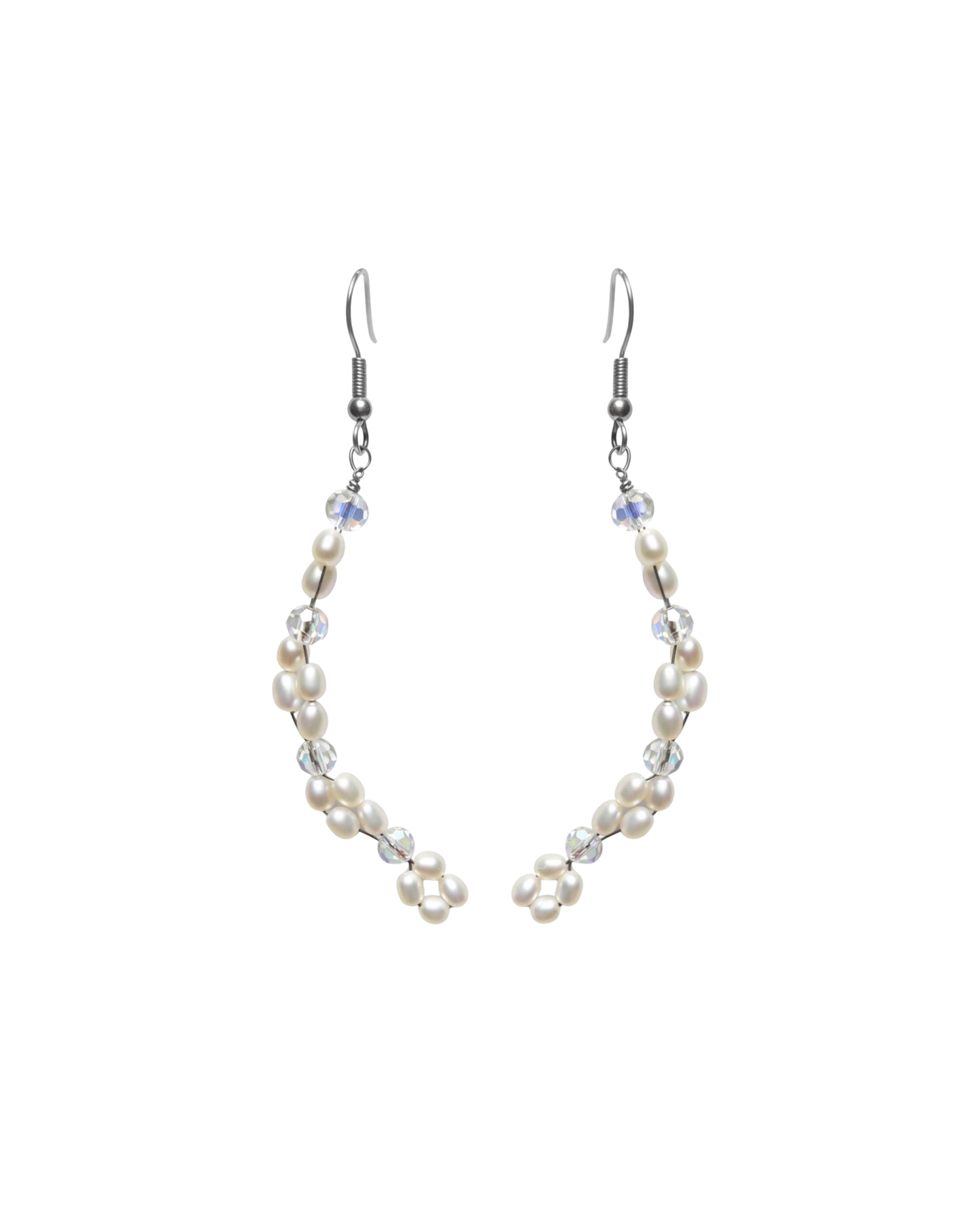 Sterling Silver Freshwater Pearl & Swarovski Crystal Drop Earrings