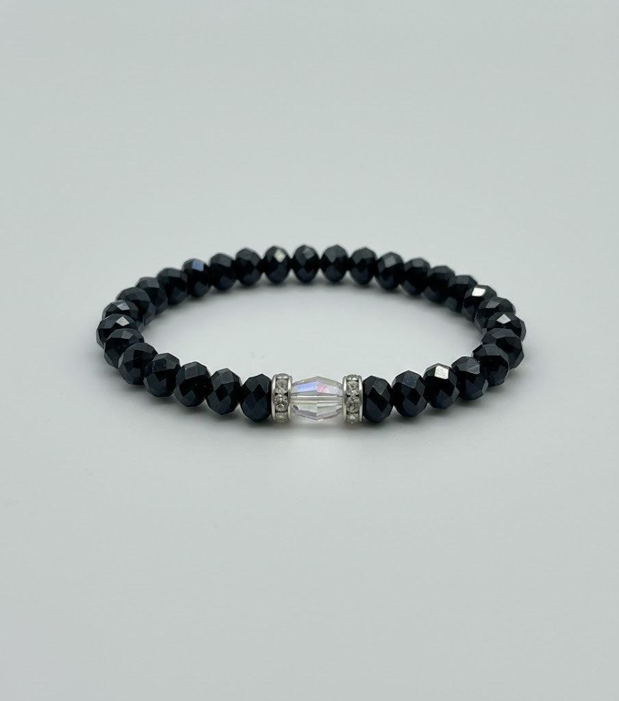 Black Crystals With Center Clear Swarovski Crystal