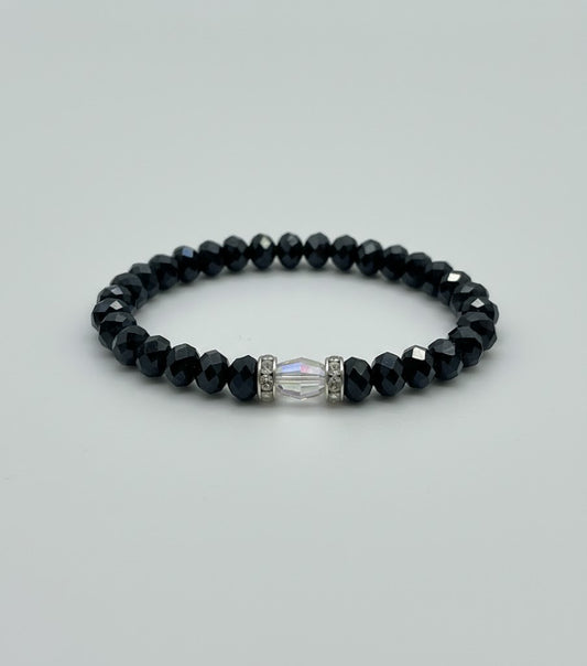 Black Crystals With Center Clear Swarovski Crystal