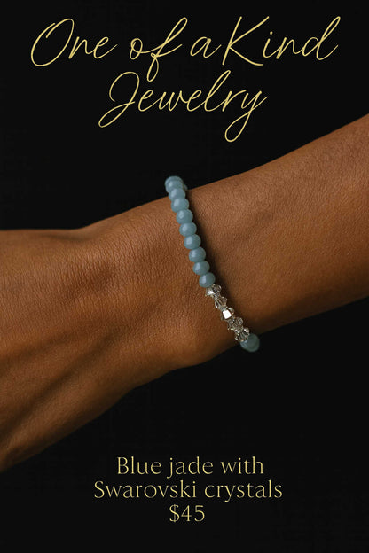 Blue Jade with Swarovski Crystals