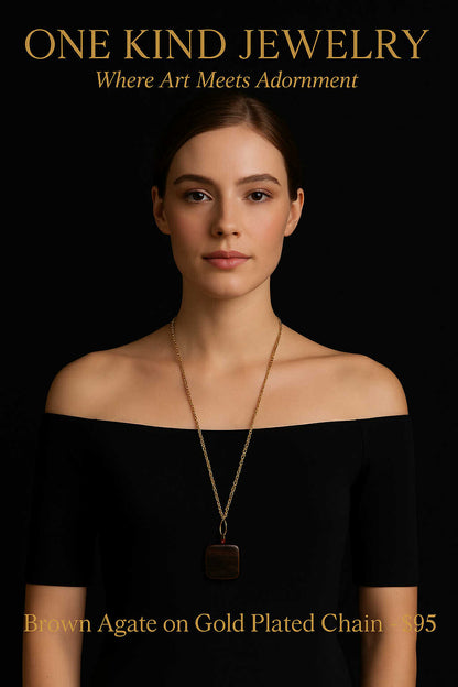 Brown Agate on Gold Plated Chain