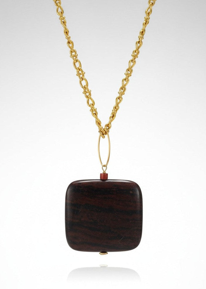 Brown Agate on Gold Plated Chain