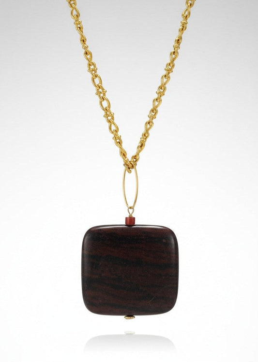 Brown Agate on Gold Plated Chain