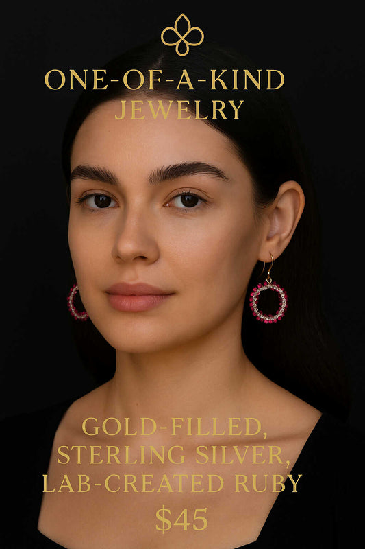 Gold Filled Sterling Silver Lab-Created Ruby Earrings