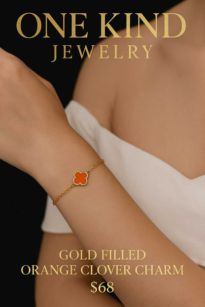 Gold Filled Orange Clover Charm