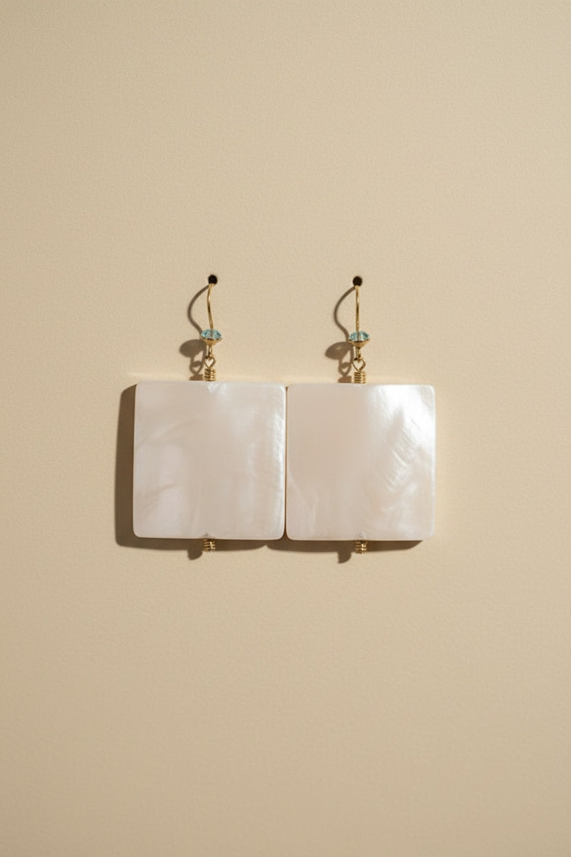 Gold Plated with Pink Mother of Pearl and Small Crystal Baby Blue