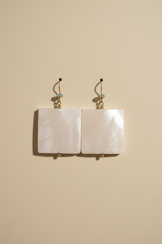 Gold Plated with Pink Mother of Pearl and Small Crystal Baby Blue