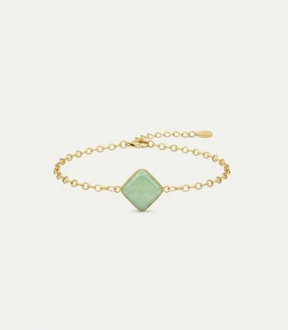 Green Natural Stone on Gold Filled Chain