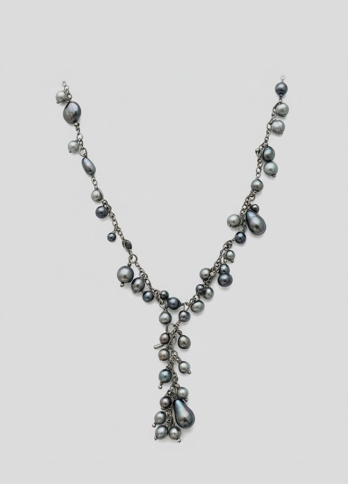 Mother of Pearl and Hematite Beads on Sterling Silver