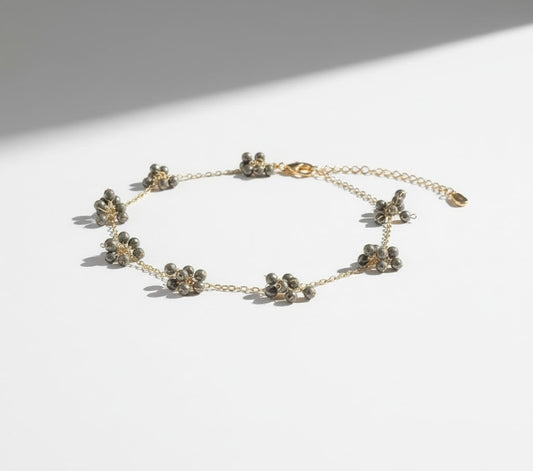 Pyrite Wire Wrapped 14K Gold Filled Chain Bracelet