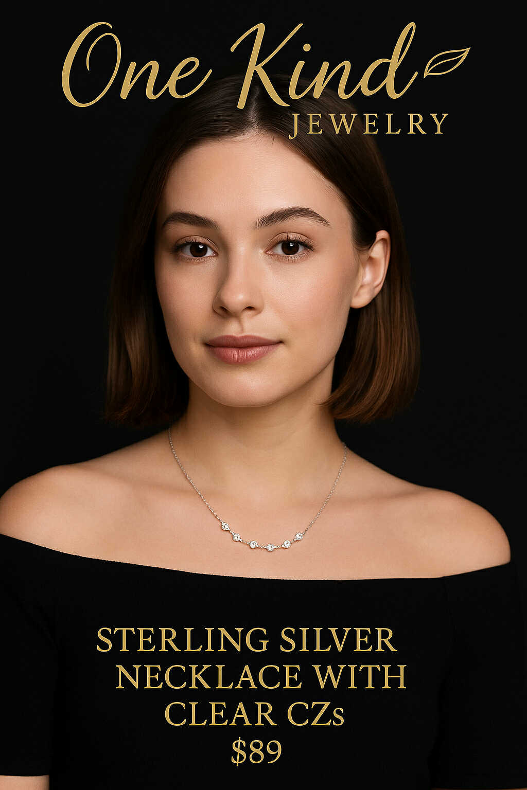 Sterling Silver Necklace with Clear CZs