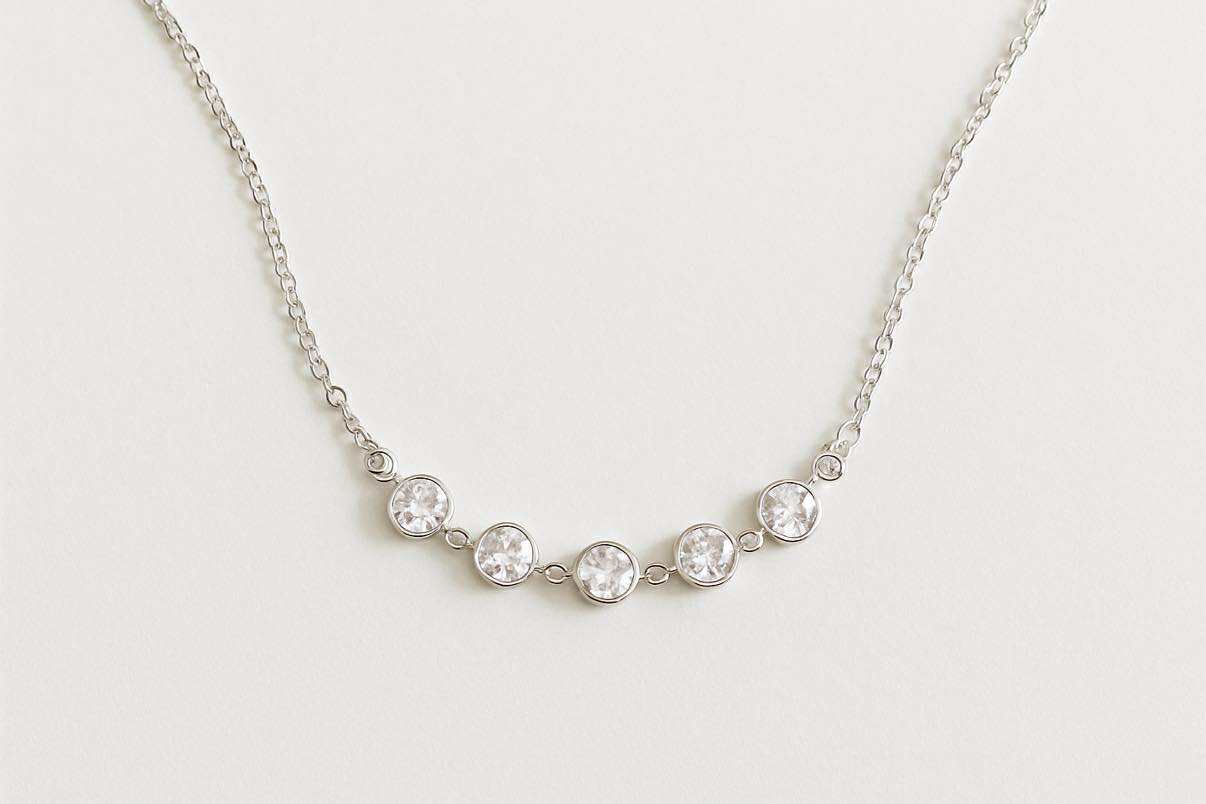 Sterling Silver Necklace with Clear CZs