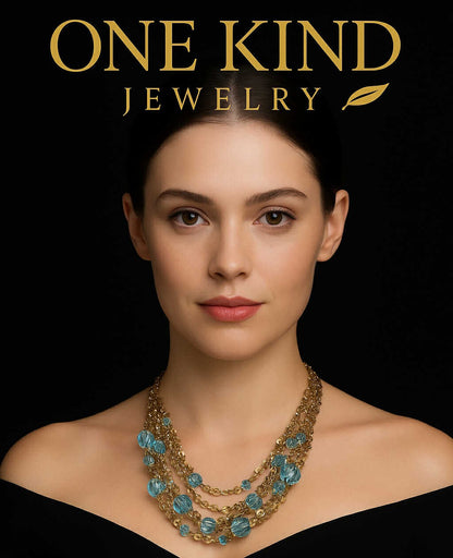 Several 14K Gold-Filled Chain With Blue Swarovski Crystals