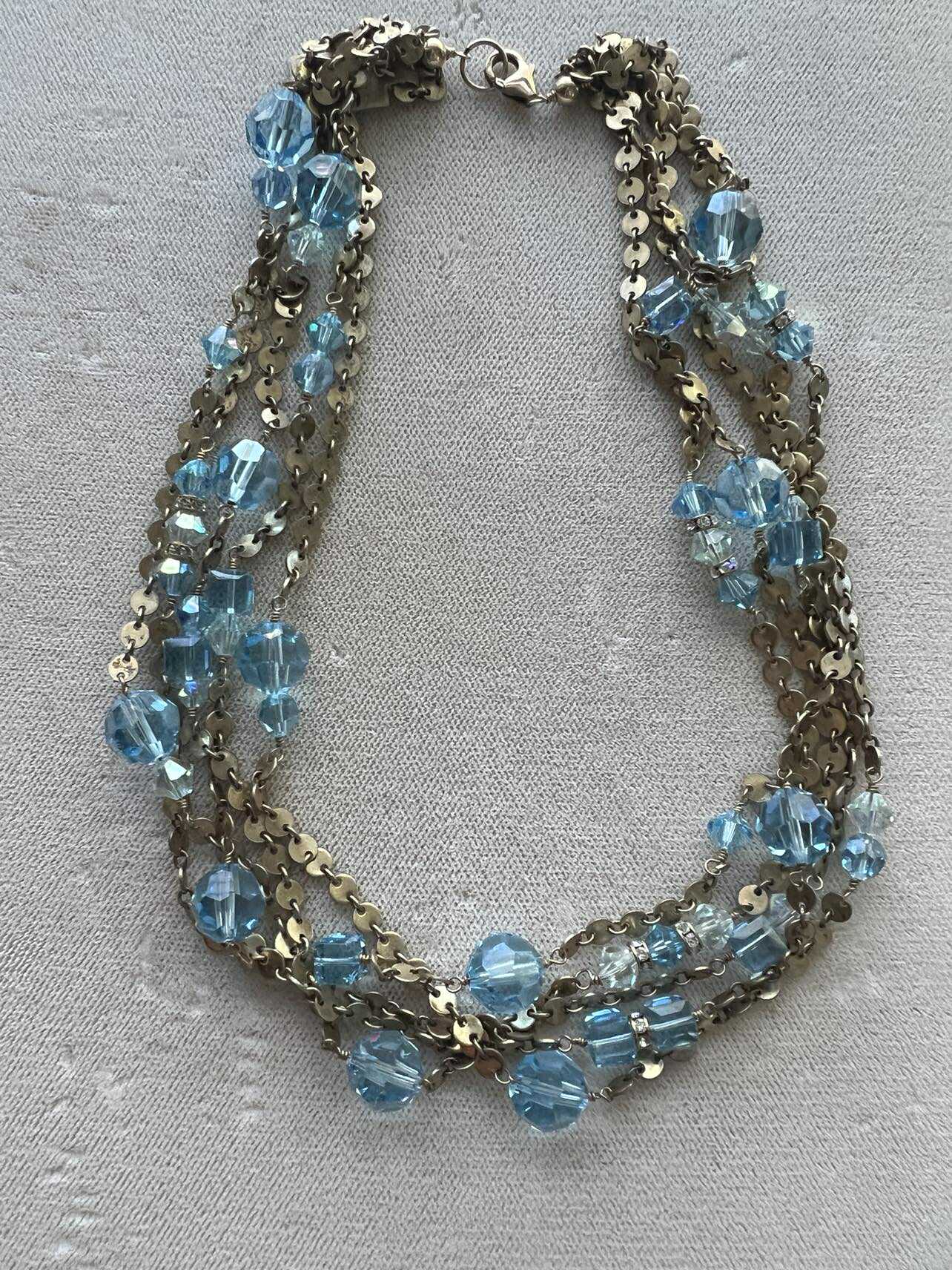 Several 14K Gold-Filled Chain With Blue Swarovski Crystals