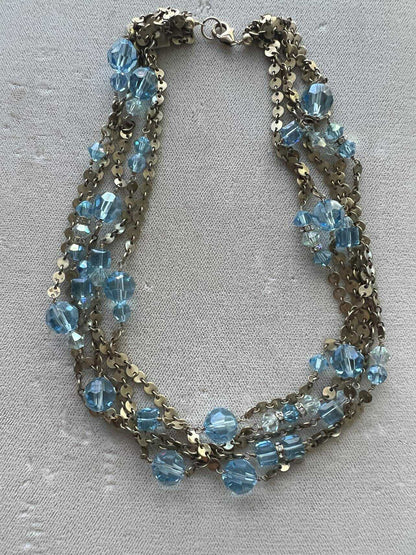 Several 14K Gold-Filled Chain With Blue Swarovski Crystals