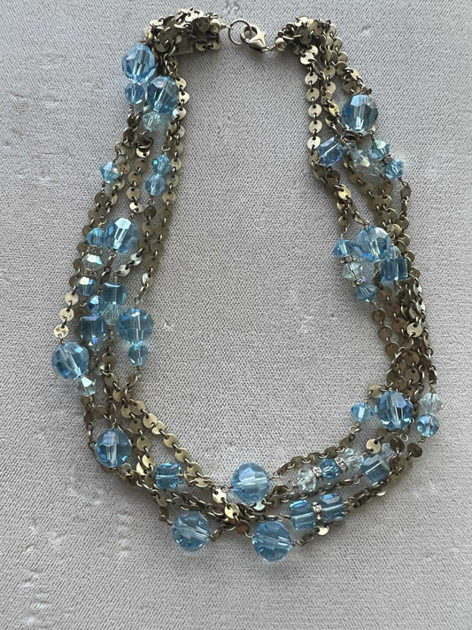 Several 14K Gold-Filled Chain With Blue Swarovski Crystals