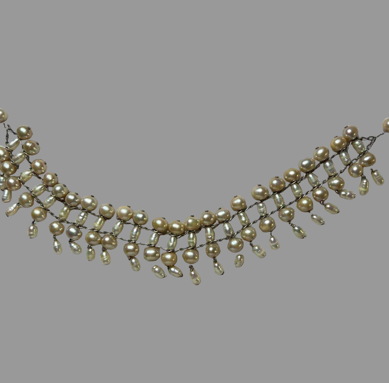 Silver Freshwater Pearl Fringe Choker