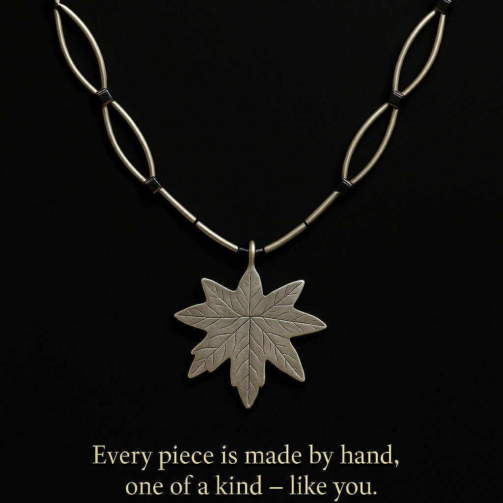 Silver Leaf & Hematite Necklace