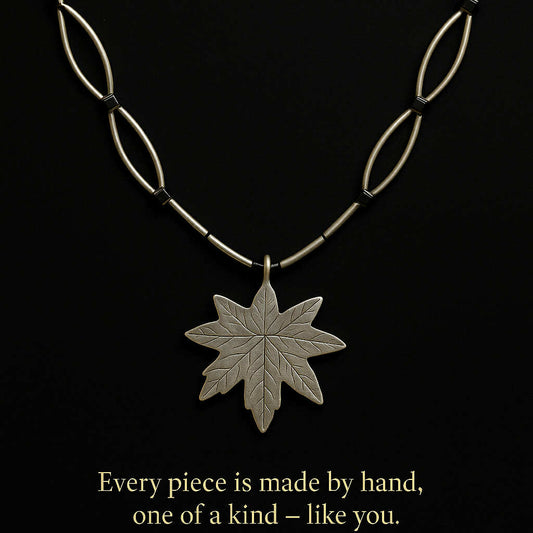 Silver Leaf & Hematite Necklace