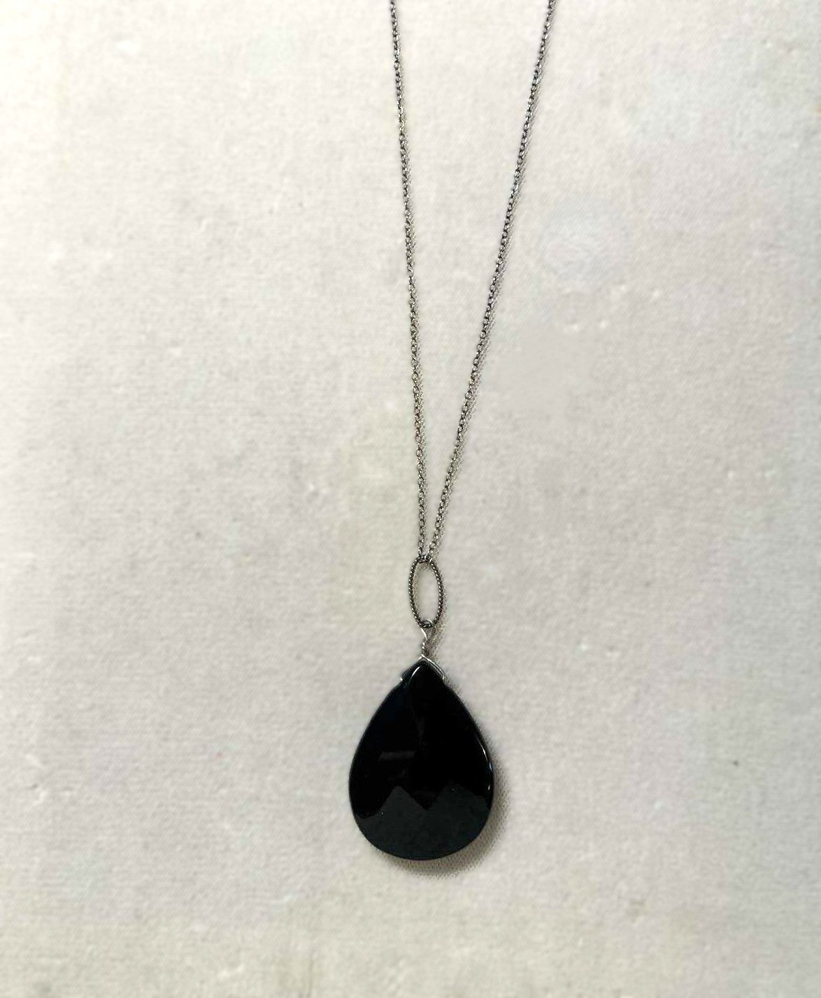 Sterling Silver Faceted Black Onyx Pendant