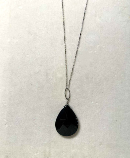 Sterling Silver Faceted Black Onyx Pendant
