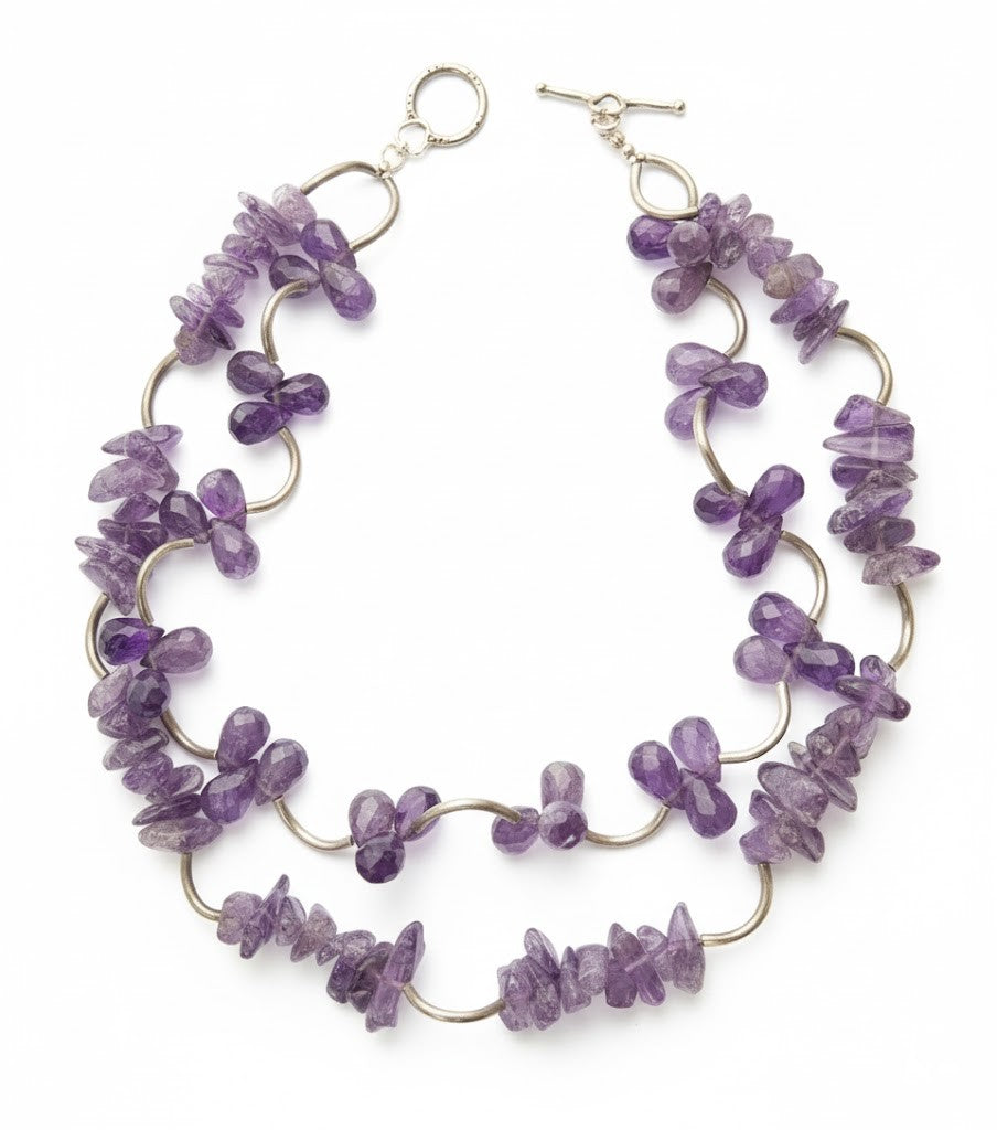 Sterling Silver with Natural Amethyst