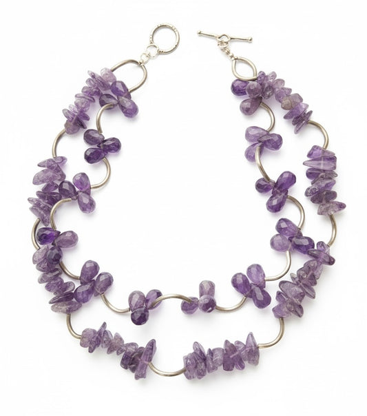 Sterling Silver with Natural Amethyst