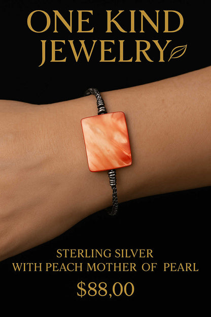 Sterling Silver Peach Mother of Pearl