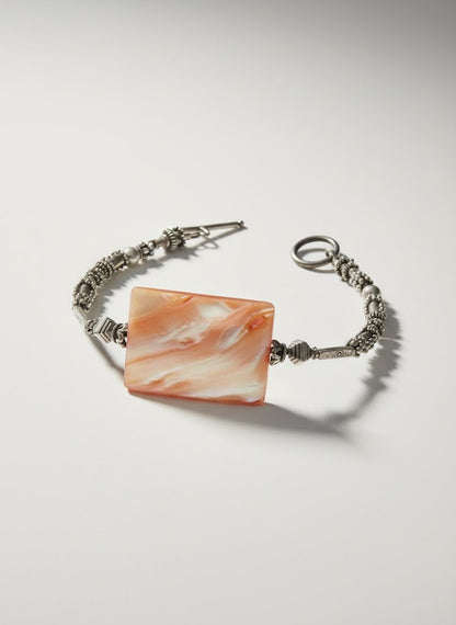 Sterling Silver Peach Mother of Pearl
