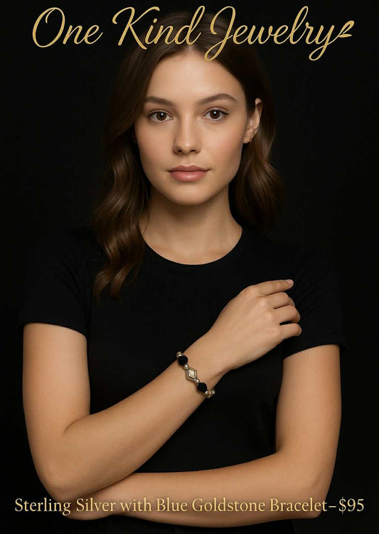 Sterling Silver with Blue Goldstone Bracelet