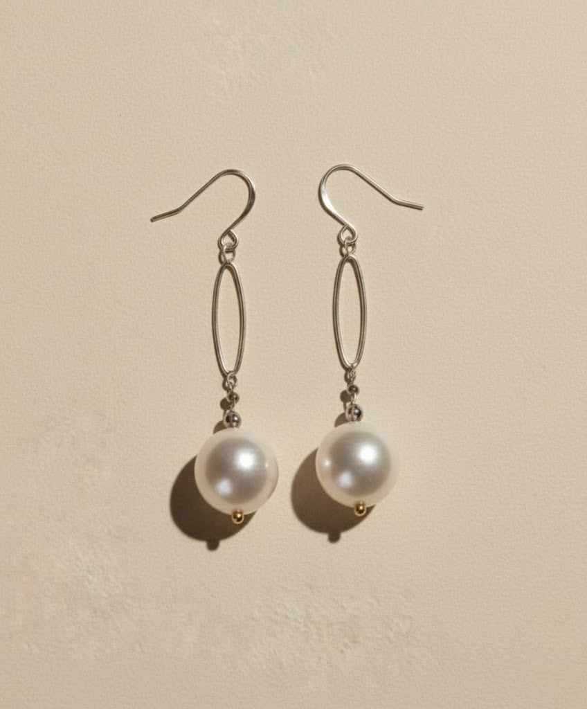 Sterling Silver with Coin Pearl Earrings