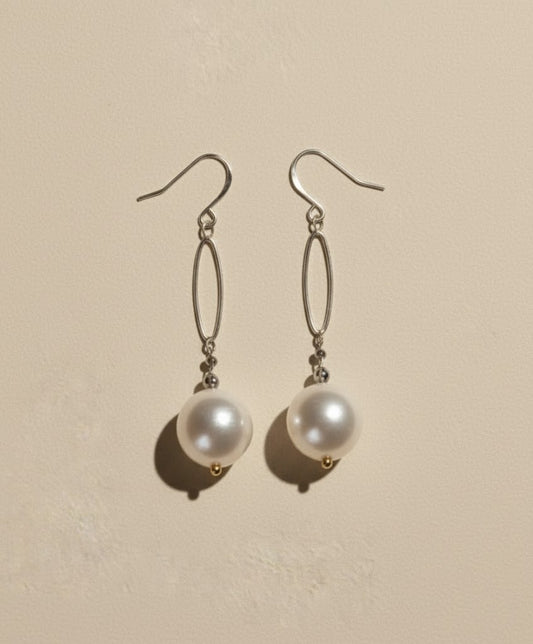 Sterling Silver with Coin Pearl Earrings