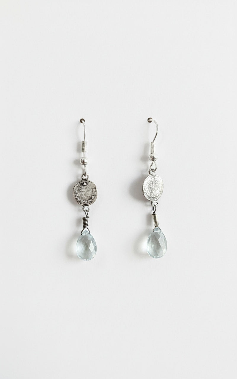 Sterling Silver with Natural Blue Stone Earrings
