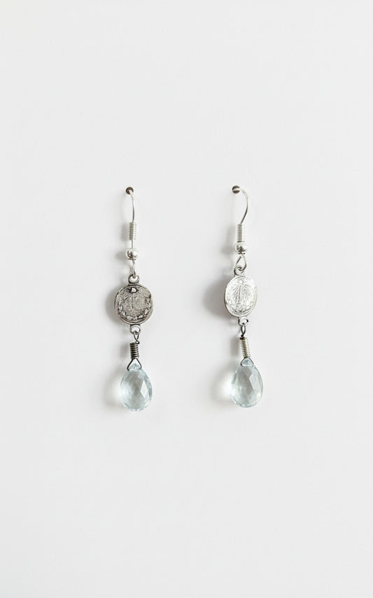 Sterling Silver with Natural Blue Stone Earrings