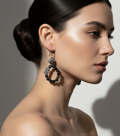 Sterling Silver Black Crystals