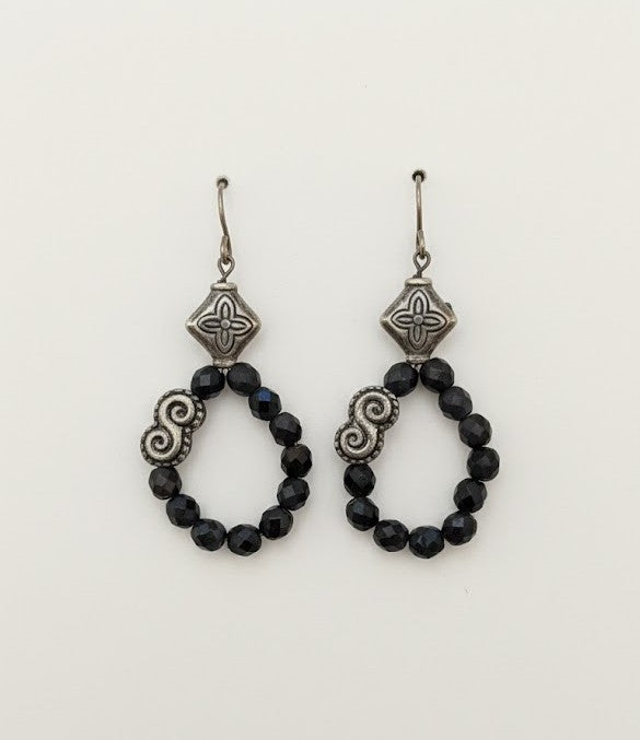 Sterling Silver Black Crystals