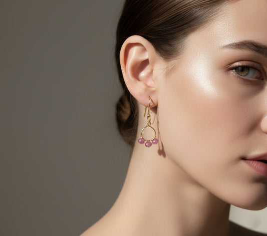 Sterling Silver Wire and Natural Stone Earrings