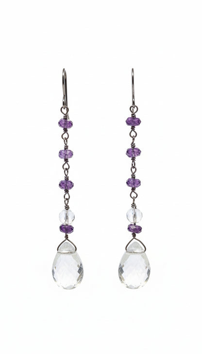 Sterling Silver Wire Wrap and Amethyst Earrings