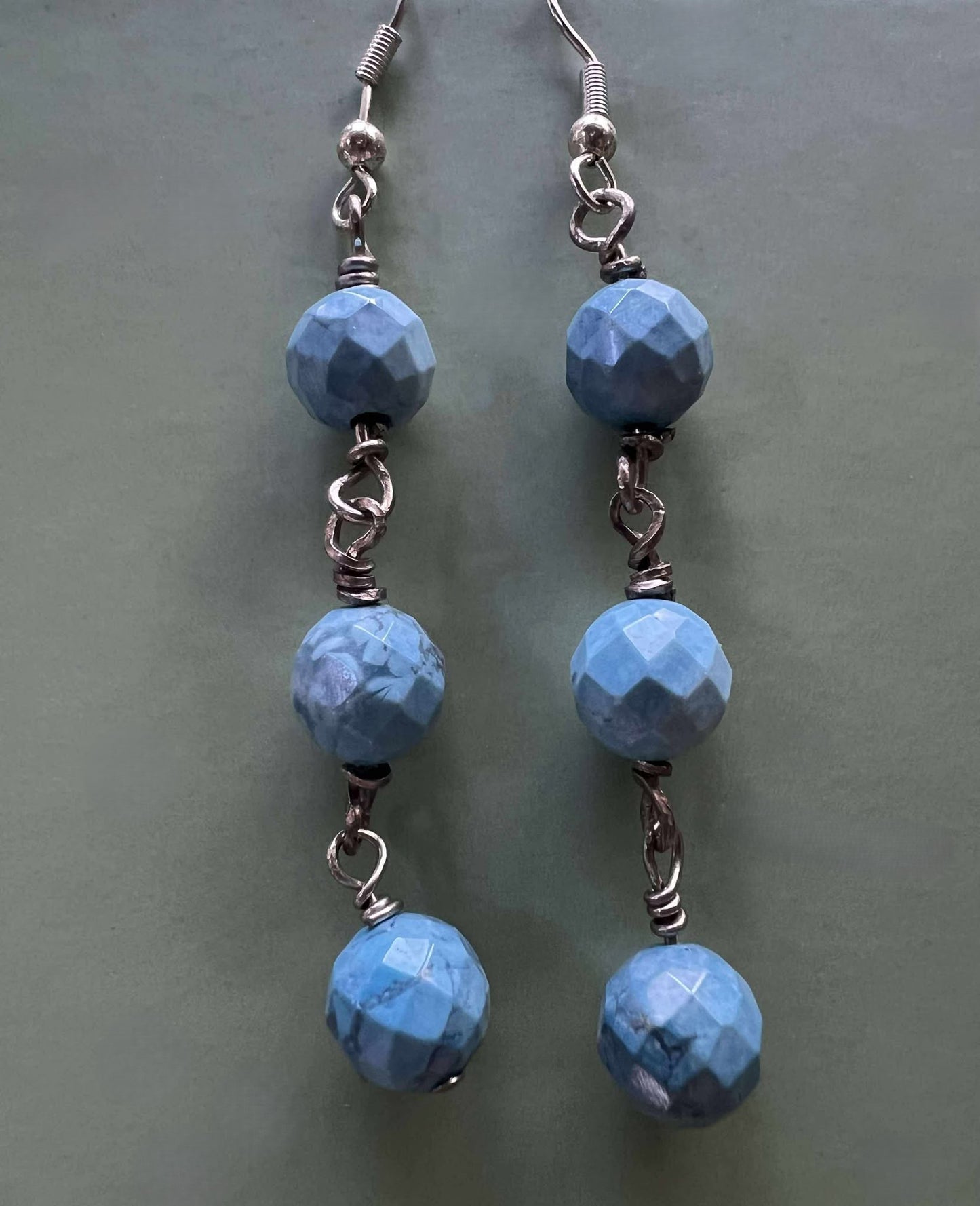 Sterling Silver Wire Wrapped with Blue Agate