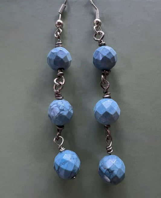 Sterling Silver Wire Wrapped with Blue Agate