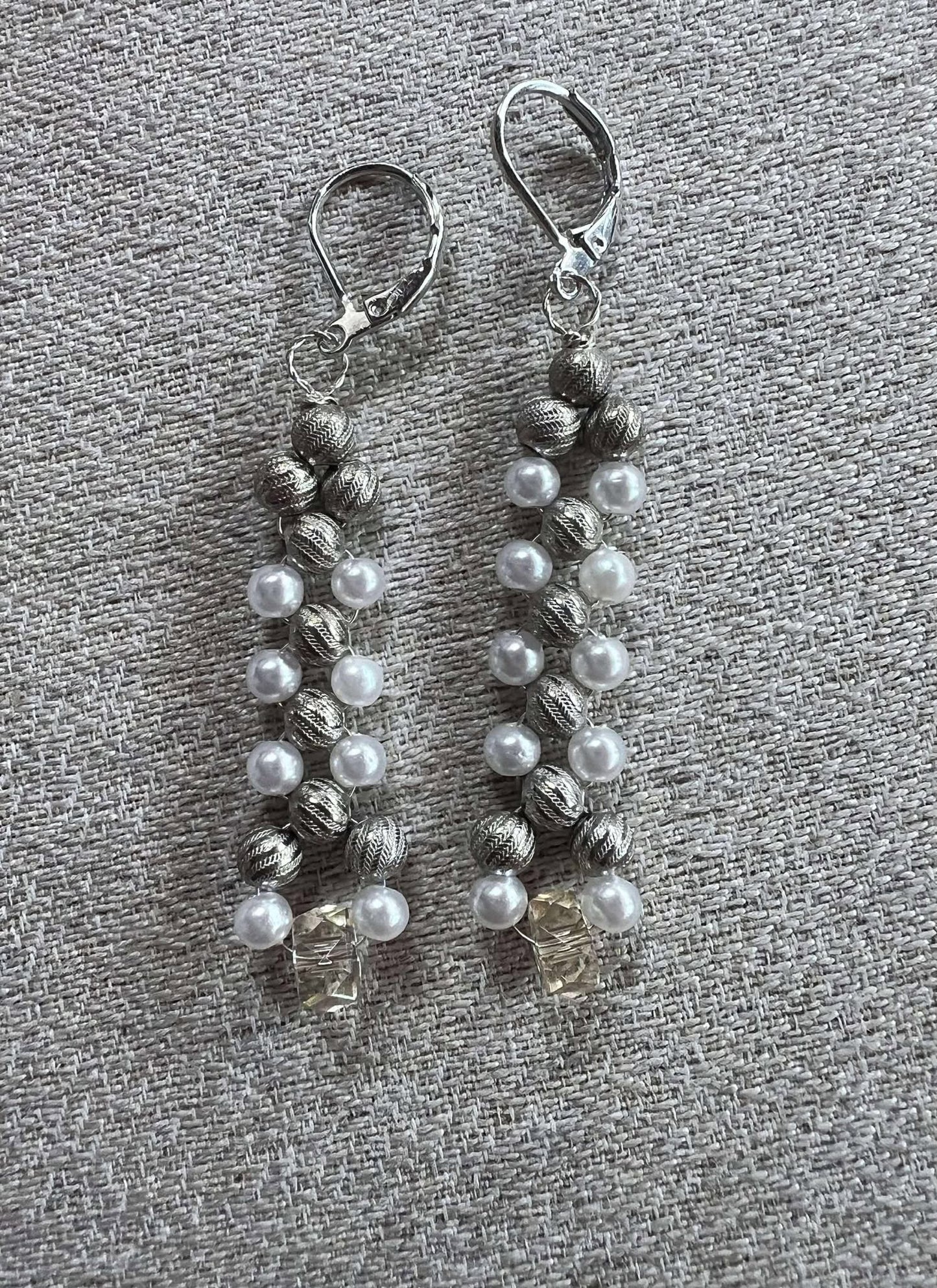 Sterling Silver Wire Wrap with Freshwater Pearls and Silver Beads