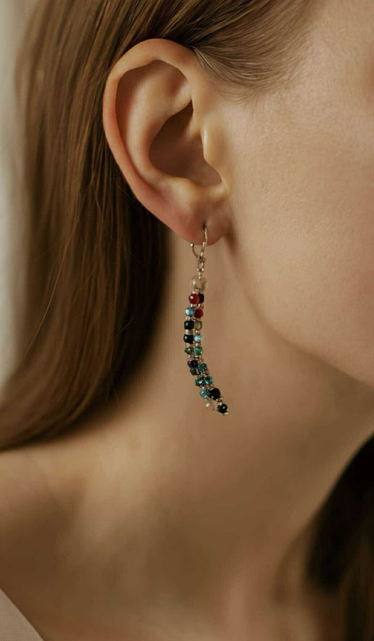 Sterling Silver Wire Wrap with Multi-Color Beads