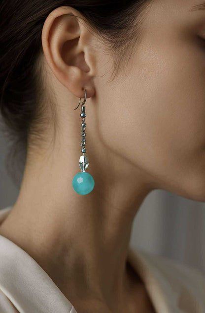 Sterling Silver with Swarovski Crystals and Blue Chalcedony