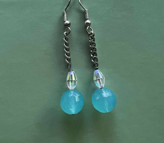 Sterling Silver with Swarovski Crystals and Blue Chalcedony