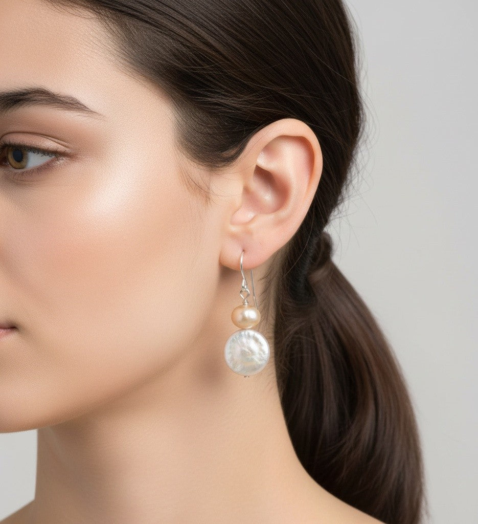 Sterling Silver with Coin Freshwater Pearls